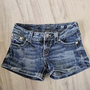 Miss Me Distressed Blue Jean Shorts